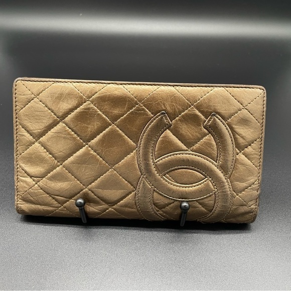 Chanel Gold Cambon Quilted Leather CC Bifold Long Wallet - Picture 1 of 17